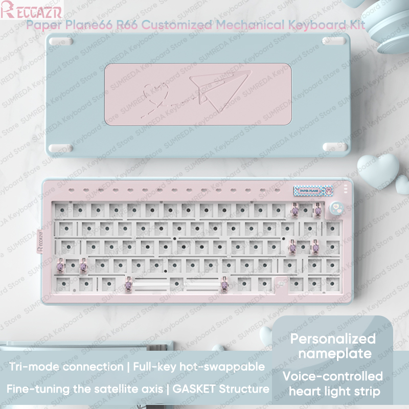 Gaming Keyboard Hot Swappable - RECCAZR R66 Paper Plane66 Комплект механической